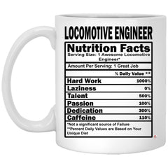 Funny Locomotive Engineer Mug Locomotive Engineer Nutrition Facts Coffee Cup 11oz White XP8434