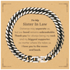 To My Sister In Law Long Distance Relationship Gifts, Distance may separate us, Appreciation Thank You Cuban Link Chain Bracelet for Sister In Law
