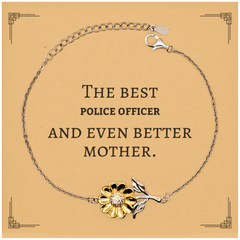 Best Police Officer Mom Gifts, Even better mother., Birthday, Mother's Day Sunflower Bracelet for Mom, Women, Friends, Coworkers