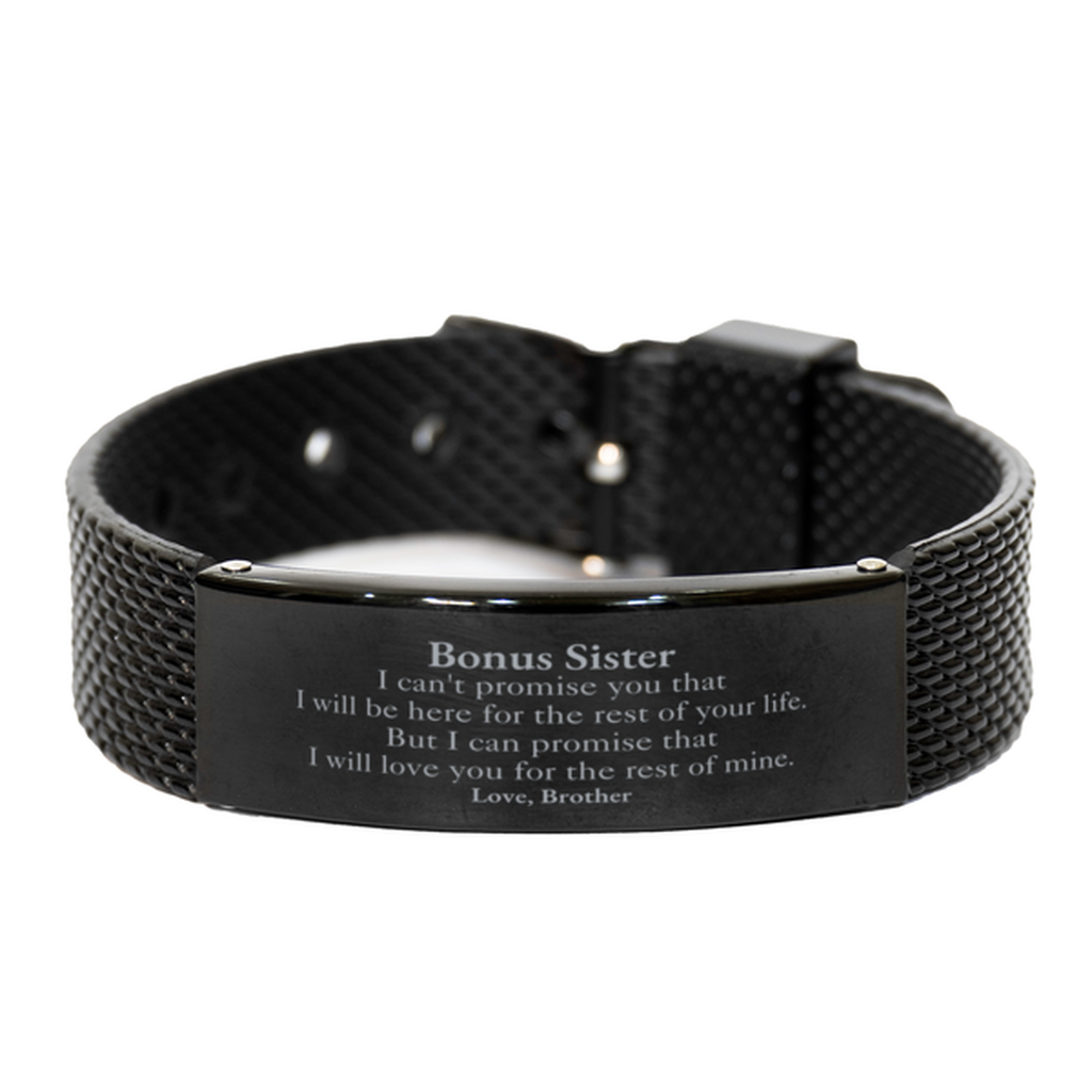 Bonus Sister Inspirational Gifts from Brother, I will love you for the rest of mine, Birthday Black Shark Mesh Bracelet Keepsake Gifts for Bonus Sister