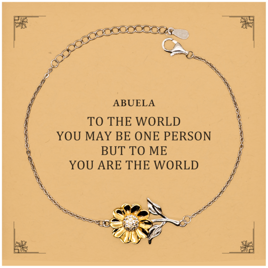Abuela Gift. Birthday Meaningful Gifts for Abuela, To me You are the World. Standout Appreciation Gifts, Sunflower Bracelet with Message Card for Abuela
