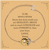 Bonus Sister, You're Brave and so much Stronger Sunflower Bracelet with Card. Gift for Bonus Sister. Christmas Motivational Gift From Sister. Best Idea Gift for Birthday
