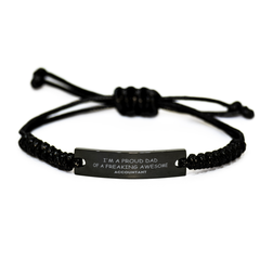 Accountant Gifts. Proud Dad of a freaking Awesome Accountant. Black Rope Bracelet for Accountant. Great Gift for Him. Fathers Day Gift. Unique Dad Jewelry