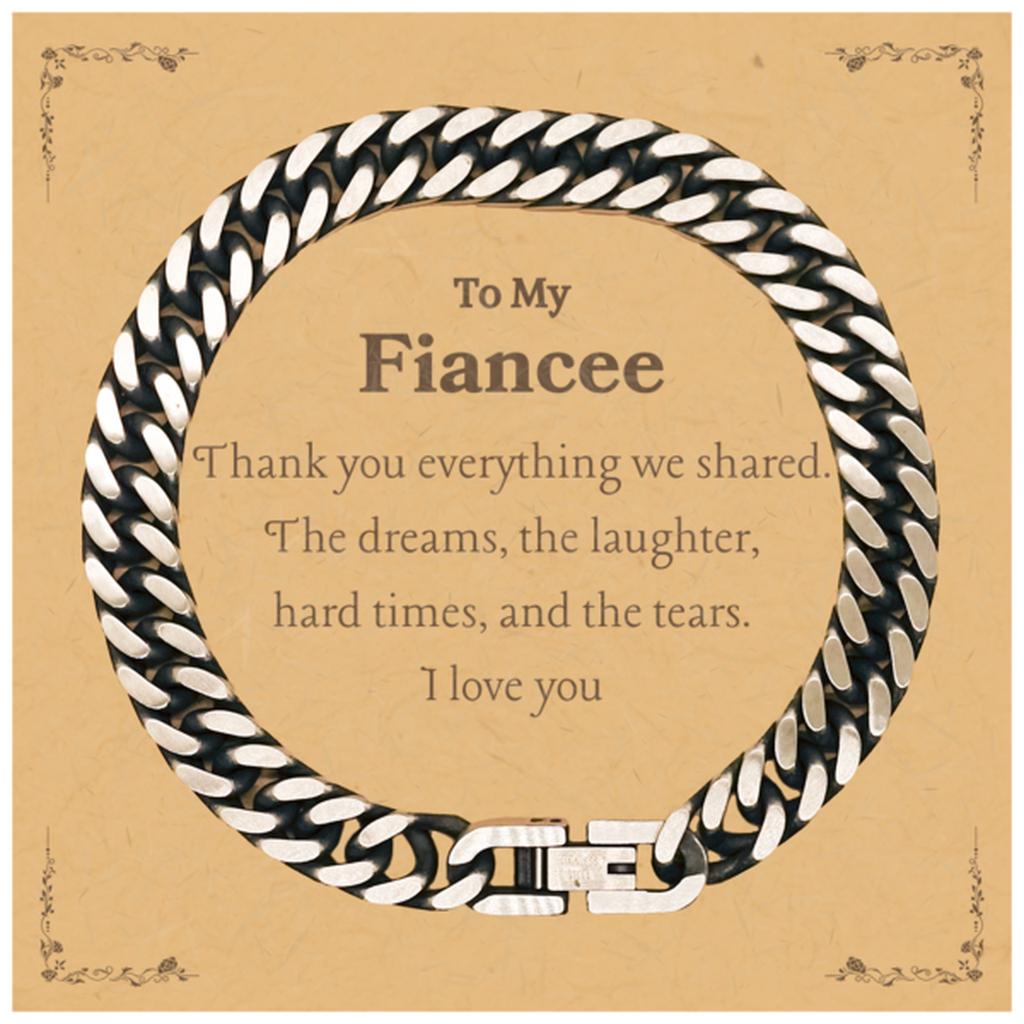 Fiancee Cuban Link Chain Bracelet - Engraved Love for Her on Valentines Day, Anniversary, Wedding - Perfect Gift for Fiancee Who Holds the Key to My Heart