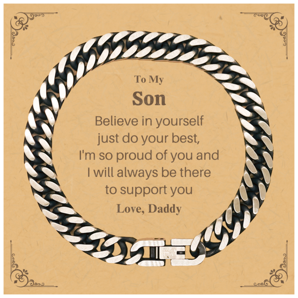 Believe in Yourself Cuban Link Chain Bracelet Son Birthday Gift for Confidence and Love from Dad