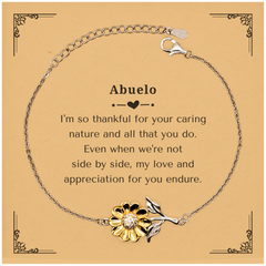 Abuelo Sunflower Bracelet - A Unique Thank You Gift for Grandpa, Gratitude and Love Endures, Christmas, Birthday, Fathers Day, Veterans Day, Holidays, Jewelry for Grandfather, Grandparents, Grandchild