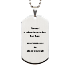 Unique Engraved Silver Dog Tag for Warehouse Clerk - So Close Enough Inspirational Gift for Holidays and Graduation - Confidence and Hope Symbol Pendant