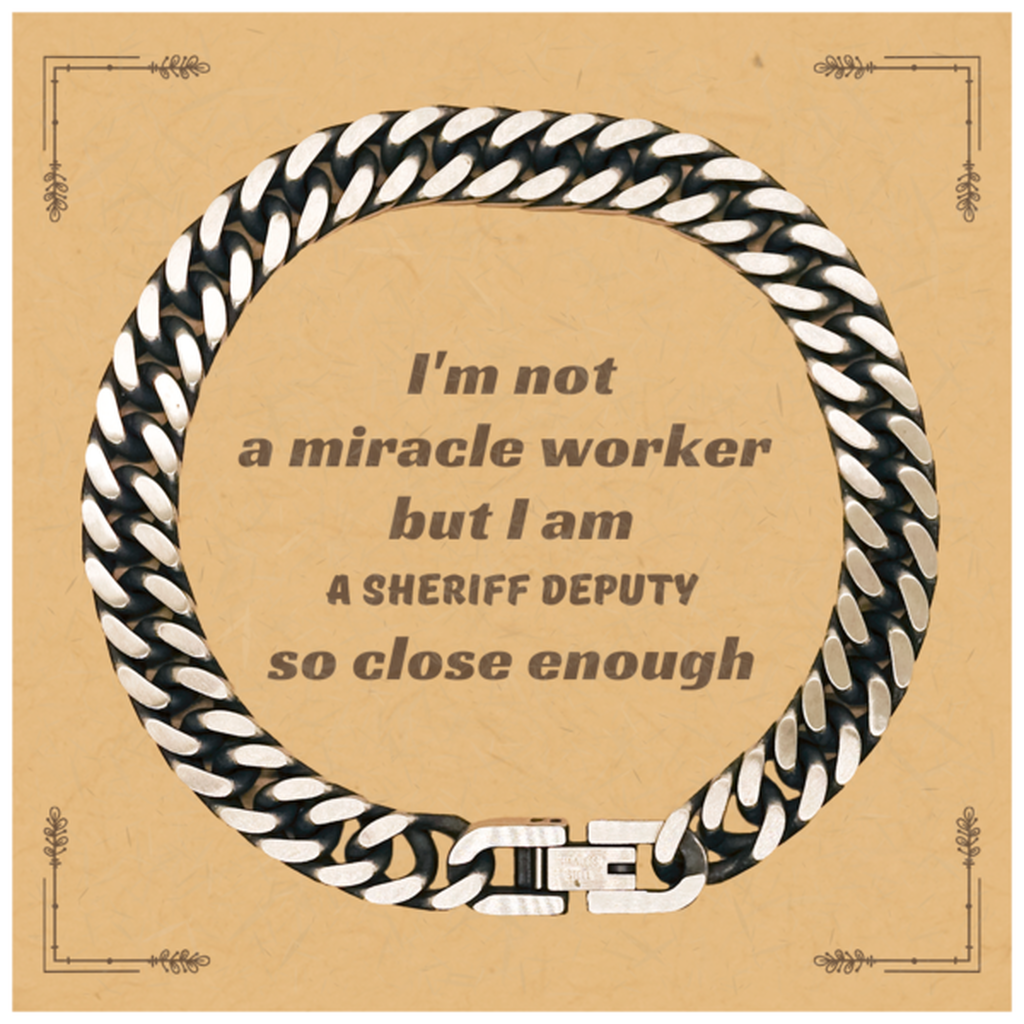 Engraved Cuban Link Chain Bracelet - for Sheriff Deputy with Confidence and Hope - Perfect Gift for Graduation and Christmas - Unique Jewelry for Law Enforcement Professionals