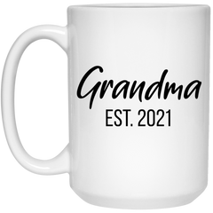 Grandma Pregnancy Announcement Mug Grandma Est 2021 Coffee Cup 15oz White 21504