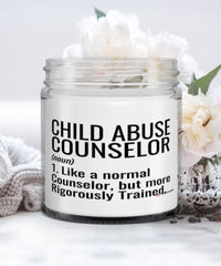 Child Abuse Counselor Candle Like A Normal Counselor But More Rigorously Trained 9oz Vanilla Scented Candles Soy Wax