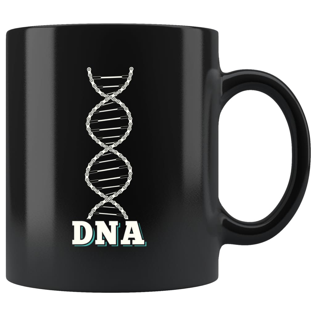 Cycling Mug Bicycle Chain DNA 11oz Black Coffee Mugs