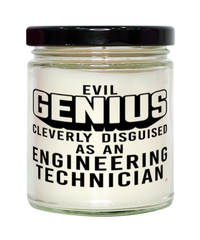 Funny Engineering Technician Candle Evil Genius Cleverly Disguised As An Engineering Technician 9oz Vanilla Scented Candles Soy Wax