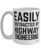 Funny Highway Engineer Mug Easily Distracted By Highway Engineering Coffee Cup 15oz White