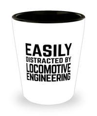 Funny Locomotive Engineer Shot Glass Easily Distracted By Locomotive Engineering