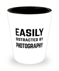 Funny Photographer Shot Glass Easily Distracted By Photography
