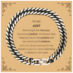 Aunt Cuban Link Chain Bracelet Gifts, To My Aunt Never forget that I love you. You are my sunshine, Motivational Message Card For Aunt, Keepsake Birthday Christmas Unique Gifts For Aunt