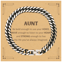 Aunt Cuban Link Chain Bracelet, Live the life you've always imagined, Inspirational Gifts For Aunt, Birthday Christmas Motivational Gifts For Aunt