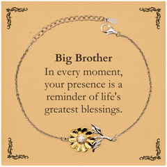 Big Brother Thank You Gifts, Your presence is a reminder of life's greatest, Appreciation Blessing Birthday Sunflower Bracelet for Big Brother