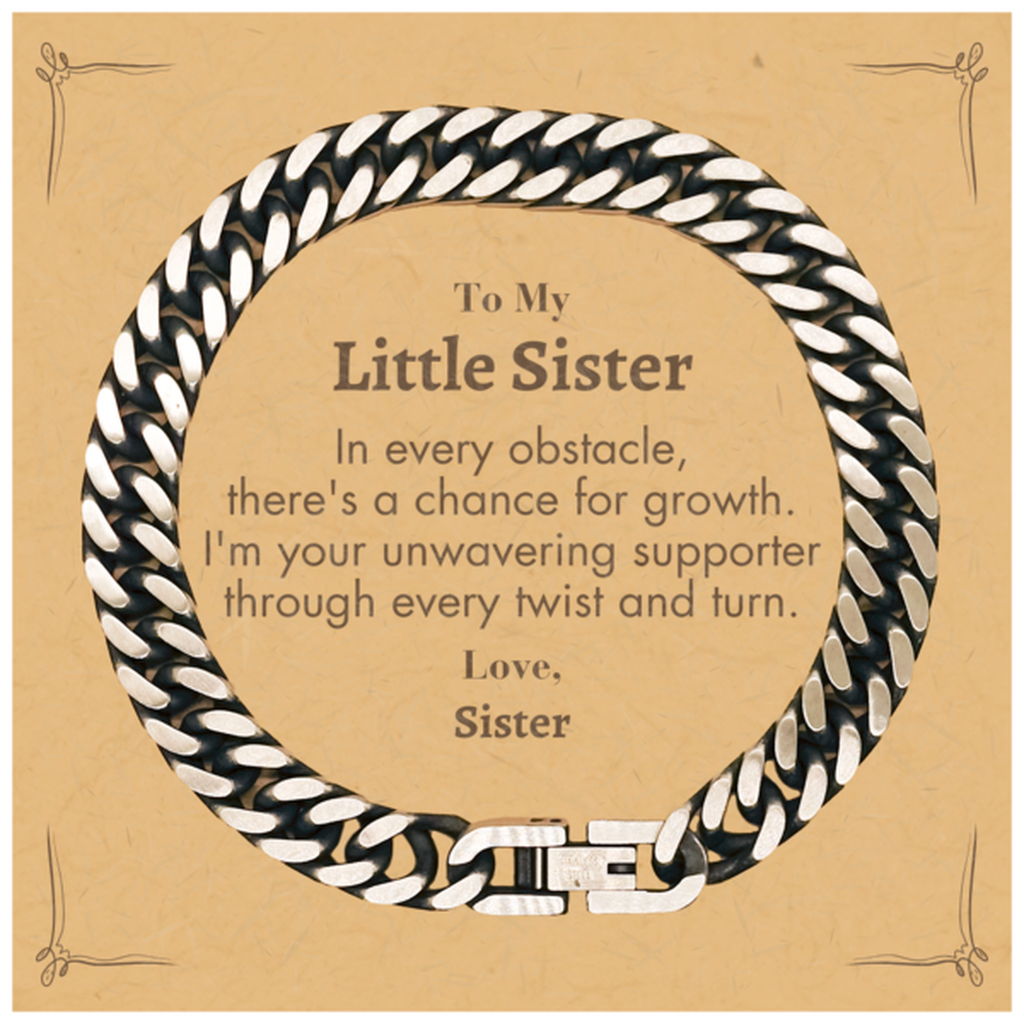 To My Little Sister Cuban Link Chain Bracelet, I'm your unwavering supporter, Supporting Inspirational Gifts for Little Sister from Sister