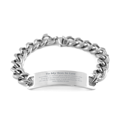 To My Son In Law Inspirational Gifts from Mother In Law, Life can be unfair but I will always be there, Encouragement Cuban Chain Stainless Steel Bracelet for Son In Law