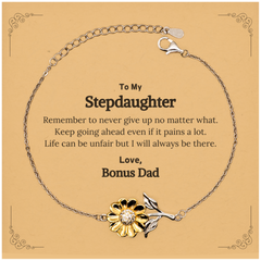 To My Stepdaughter Inspirational Gifts from Bonus Dad, Life can be unfair but I will always be there, Encouragement Sunflower Bracelet for Stepdaughter