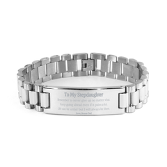 To My Stepdaughter Inspirational Gifts from Bonus Dad, Life can be unfair but I will always be there, Encouragement Ladder Stainless Steel Bracelet for Stepdaughter