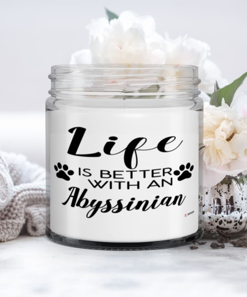 Funny Abyssinian Cat Candle Life Is Better With An Abyssinian 9oz Vanilla Scented Candles Soy Wax
