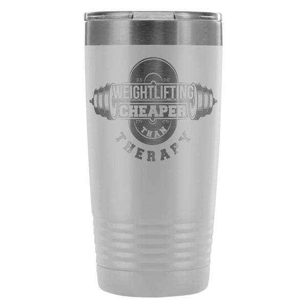 Funny Gym Mug Weightlifting Cheaper Than Therapy 15oz White Coffee Mug