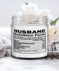 Funny Husband Candle Nutrition Facts 9oz Vanilla Scented Candles Soy Wax