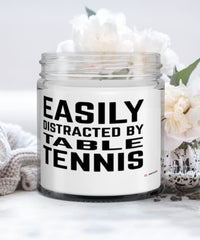 Funny Ping Pong Candle Easily Distracted By Table Tennis 9oz Vanilla Scented Candles Soy Wax