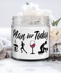 Funny Runner Candle Adult Humor Plan For Today Running Wine 9oz Vanilla Scented Candles Soy Wax
