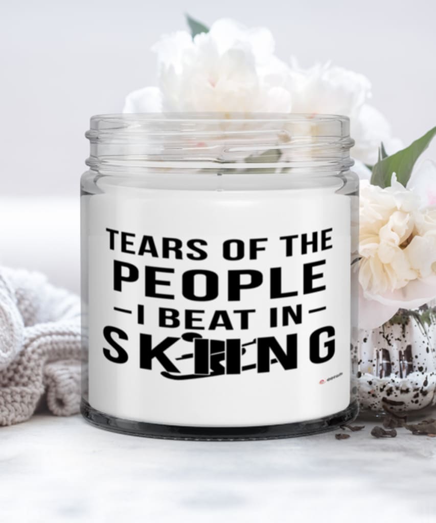 Funny Skier Candle Tears Of The People I Beat In Skiing 9oz Vanilla Scented Candles Soy Wax