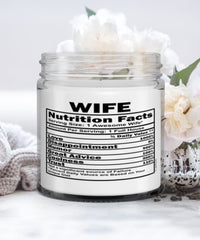 Funny Wife Candle Nutrition Facts 9oz Vanilla Scented Candles Soy Wax