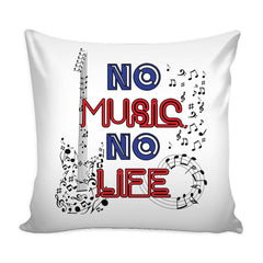 Musician Guitar Graphic Pillow Cover No Music No Life