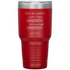 Pregnancy Announcement Tumbler For Grandma Grandpa Promoted From Dog Grandparents To Human Grandparents Laser Etched 30oz Stainless Steel