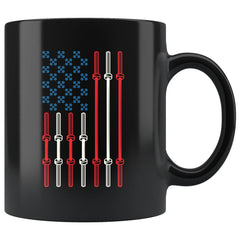 Weightlifting American Flag Mug Red White Blue 11oz Black Coffee Mugs