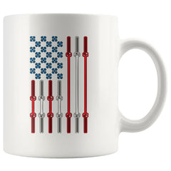 Weightlifting American Flag Mug Red White Blue 11oz White Coffee Mugs