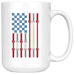 Weightlifting American Flag Mug Red White Blue 15oz White Coffee Mugs