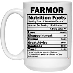 Funny Farmor Mug Farmor Nutrition Facts Coffee Cup 15oz White 21504
