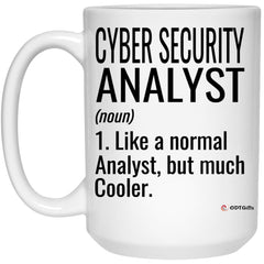 Funny Cyber Security Analyst Mug Like A Normal Analyst But Much Cooler Coffee Cup 15oz White 21504