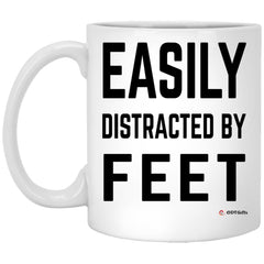 ODDITEES Funny Podiatrist Mug Easily Distracted By Feet Coffee Cup 11oz White XP8434