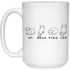 Cute Cat Mug for Cat Lovers Un Deux Trois Cat Coffee Cup 15oz White 21504