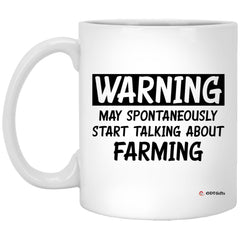 ODTGIFTS Funny Farmer Mug Warning May Spontaneously Start Talking About Farming Coffee Cup 11oz White XP8434