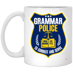 Funny English Teacher Mug Grammar Police To Correct And Serve Coffee Cup 11oz White XP8434