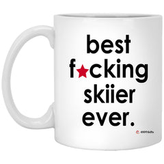 ODDITEES Funny B3st F-cking Skiier Ever Coffee Cup 11oz White