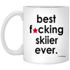 ODDITEES Funny B3st F-cking Skiier Ever Coffee Cup 11oz White