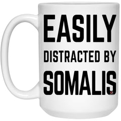 Funny Cat Mug Easily Distracted By Somalis Coffee Cup 15oz White 21504