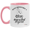 Aeronautical Engineer Mug Never Underestimate A Woman Who Is Also An Aeronautical Engineer Coffee Cup Two Tone Pink 11oz AM11OZ