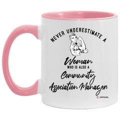 ODTGIFTS Community Association Manager Mug Never Underestimate A Woman Who Is Also A Community Association Manager Coffee Cup Two Tone Pink 11oz AM11OZ