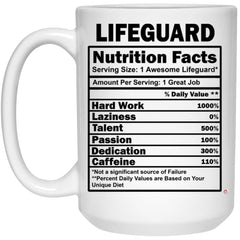 Funny Lifeguard Mug Lifeguard Nutrition Facts Coffee Cup 15oz White 21504